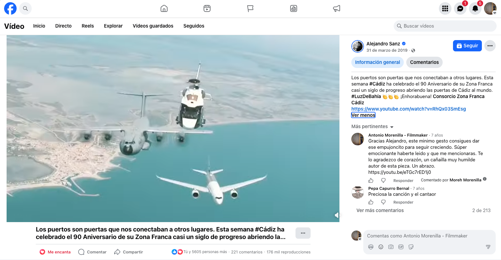 Alejandro Sanz compartió Luz de Bahía el 31 de marzo de 2019. Captura de archivo facilitada por Antonio Morenilla.